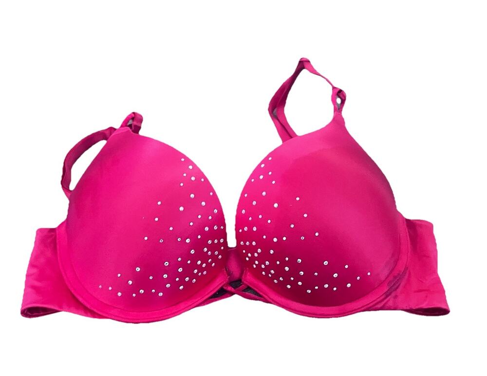 Victoria's Secret 34A Bombshell Bra Plunge Red Bling Rhinestone
